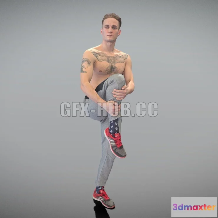 1182572 - PBR Game 3D Model - Athletic man stretching leg 366