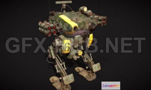 1182588 - PBR Game 3D Model - Atom Punk Mecha Tank PBR