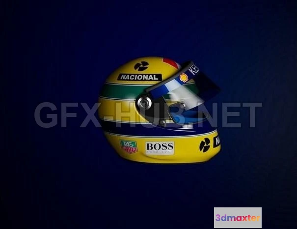 1182636 - PBR Game 3D Model - Ayrton Senna Helmet