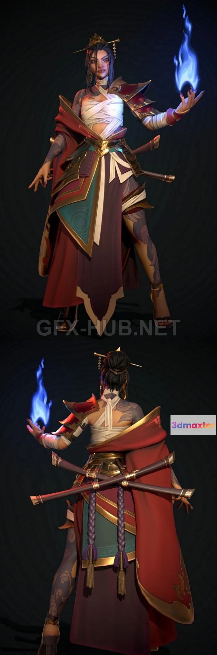 1182638 - PBR Game 3D Model - Azula Avatar Character