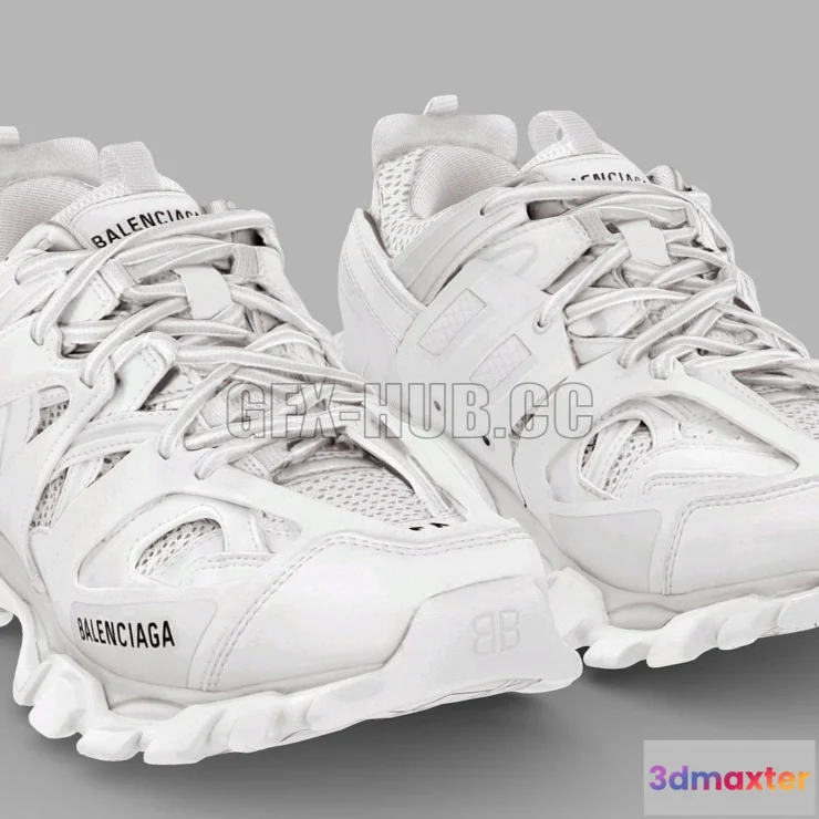 1182690 - PBR Game 3D Model - Balenciaga Track 3 White