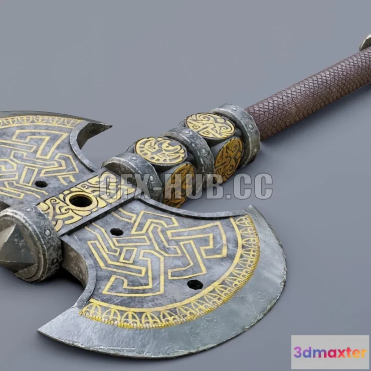 1182716 - PBR Game 3D Model - Barbarian Axe Low poly