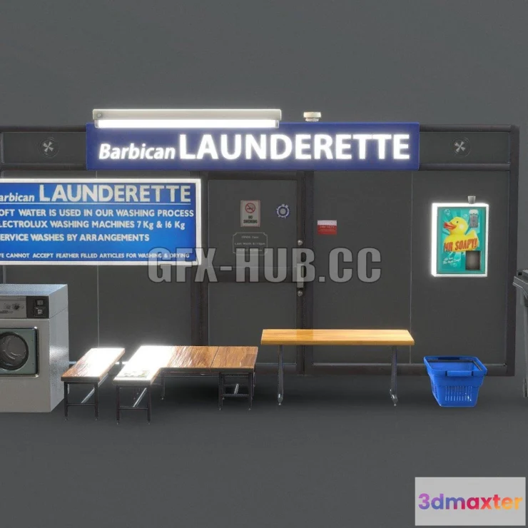 1182722 - PBR Game 3D Model - Barbican Launderette