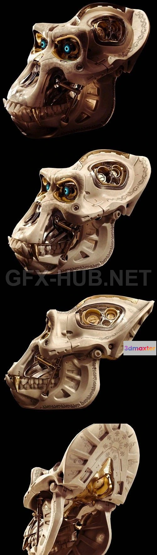 1182758 - PBR Game 3D Model - Battle Gorilla Skull
