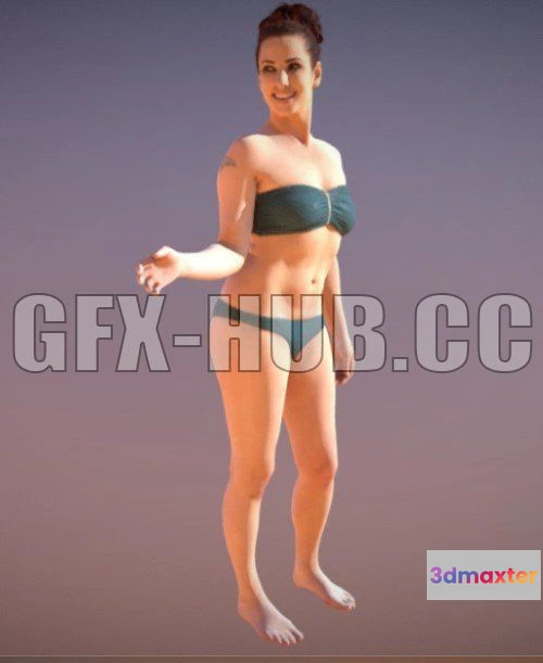 1182784 - PBR Game 3D Model - Beach Woman Bikini Standing Yearn Couple