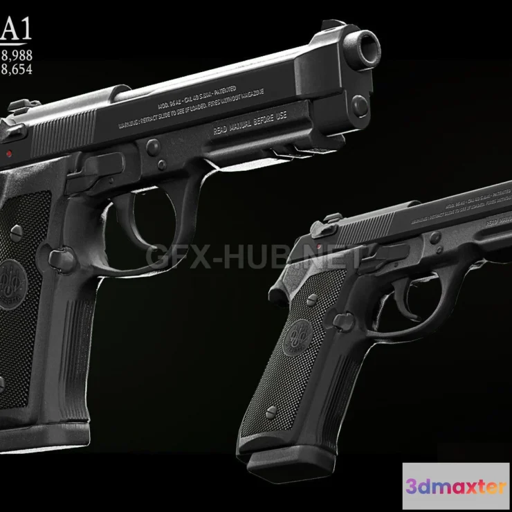 1182844 - PBR Game 3D Model - BERETTA 92A1