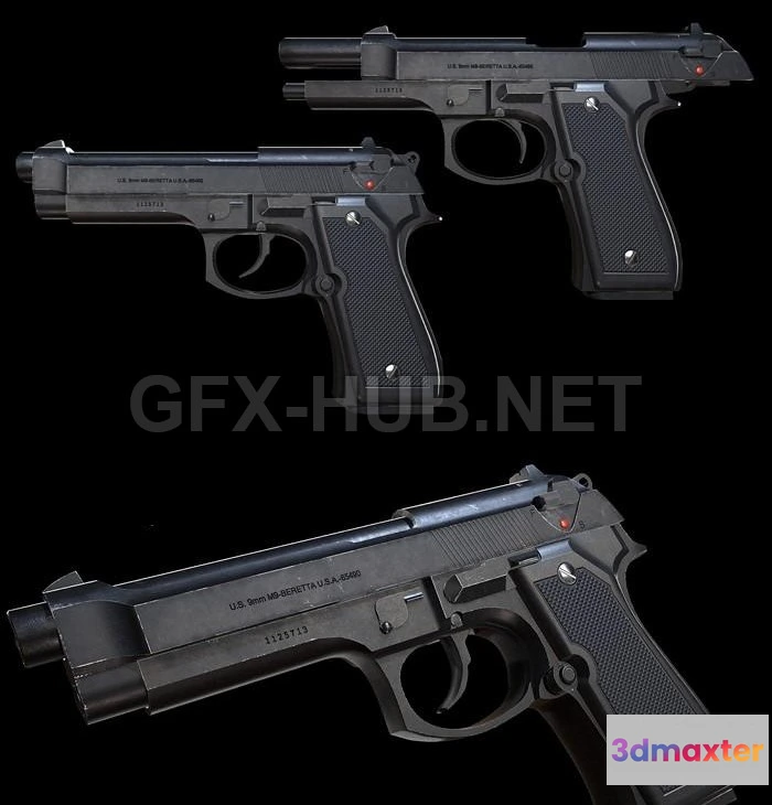 1182850 - PBR Game 3D Model - Beretta M9