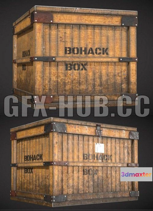 1182878 - PBR Game 3D Model - Big Old Wooden Box