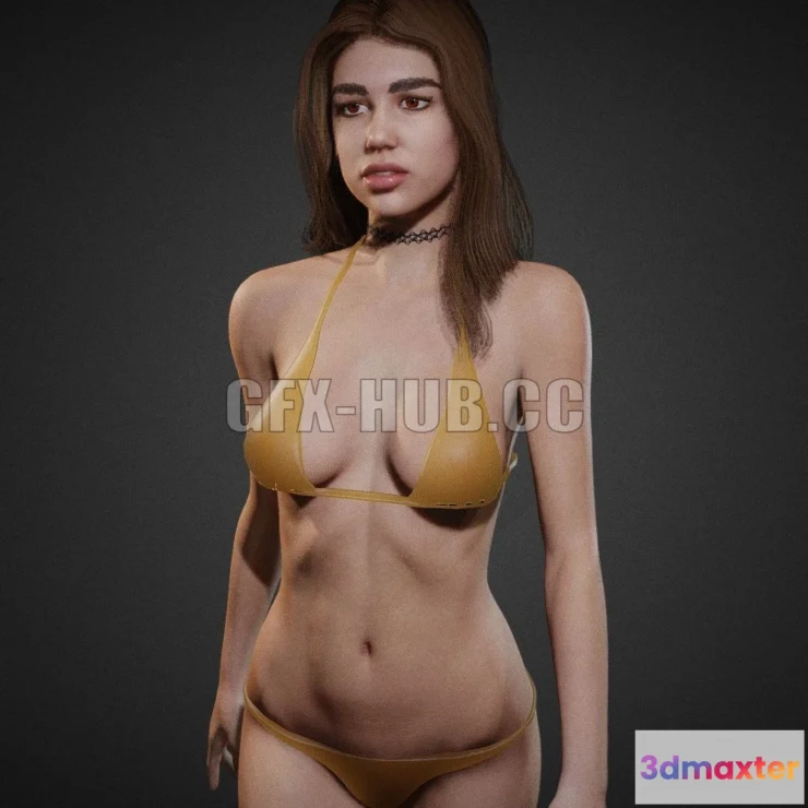 1182886 - PBR Game 3D Model - Bikini Girl