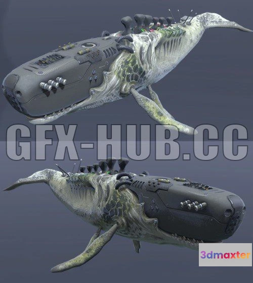 1182898 - PBR Game 3D Model - Biomechanical Whale