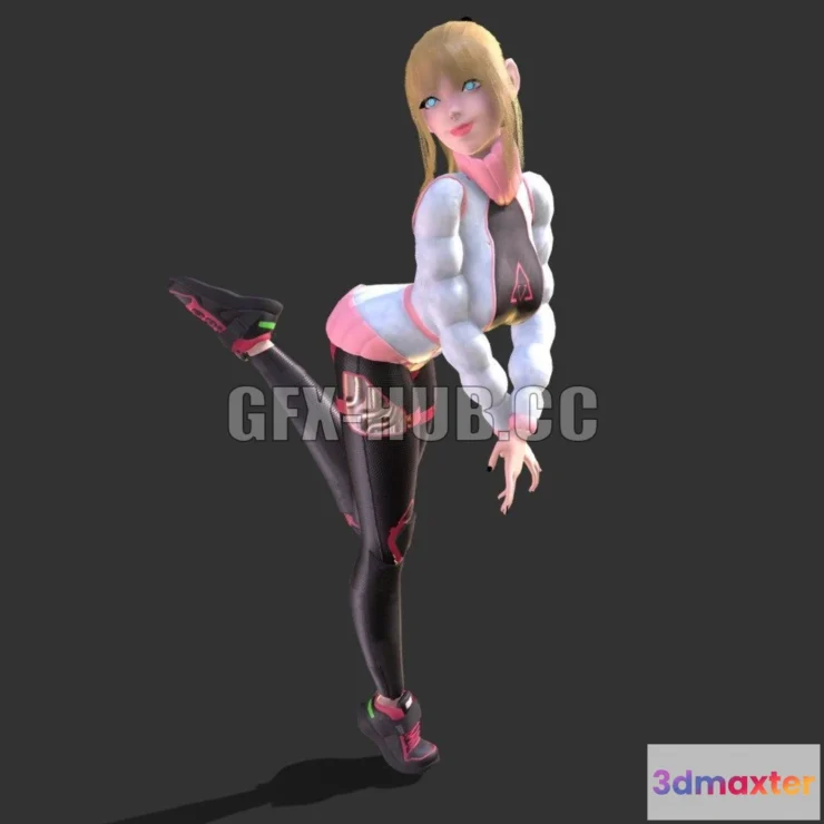 1182902 - PBR Game 3D Model - Bionic Girl Monica