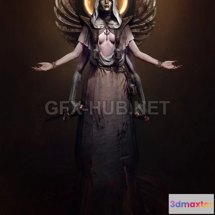 1182954 - PBR Game 3D Model - Blood Priestess PBR