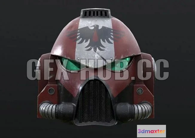 1182956 - PBR Game 3D Model - Blood Raven Helmet