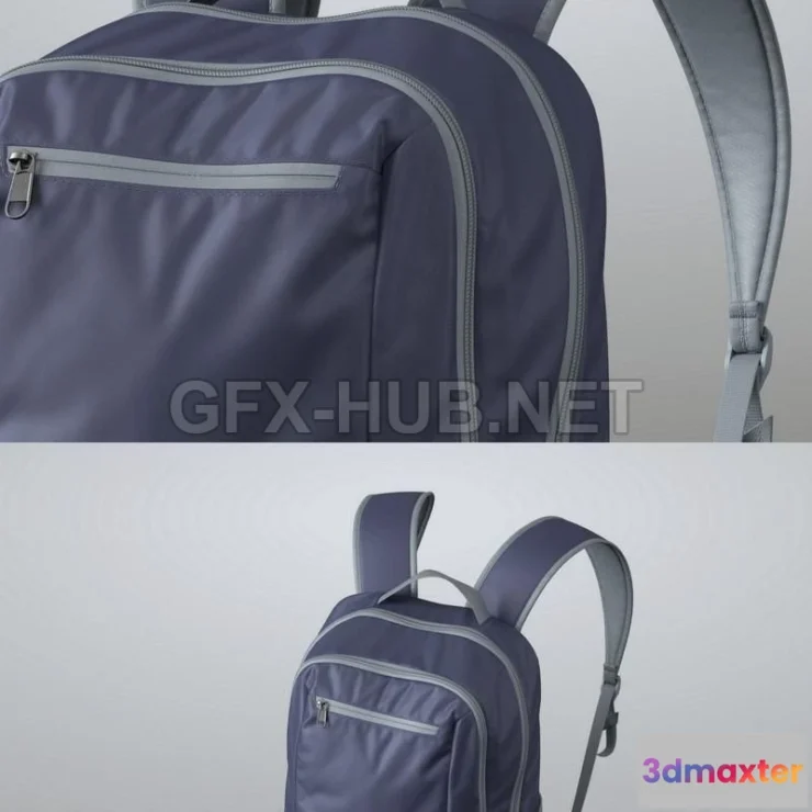 1182962 - PBR Game 3D Model - Blue Backpack