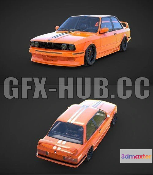 1182978 - PBR Game 3D Model - BMW E30 Coupe Stanced