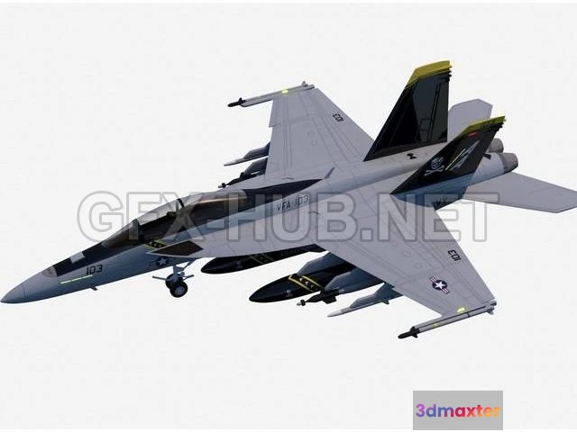1183004 - PBR Game 3D Model - Boeing FA-18F Super Hornet