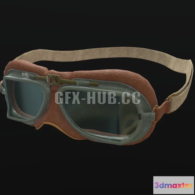 1183024 - PBR Game 3D Model - Bomber Pilot Goggles
