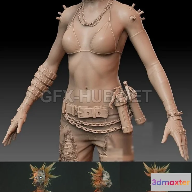 1183028 - PBR Game 3D Model - Borderlands Psycho Fan Art