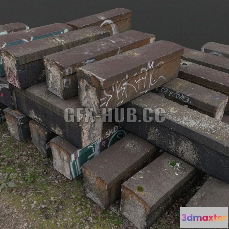 1183070 - PBR Game 3D Model - Bridge construction fragments