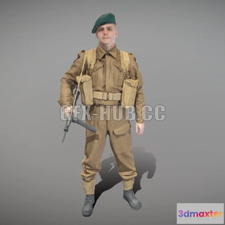 1183072 - PBR Game 3D Model - British commando character from World War 2 43