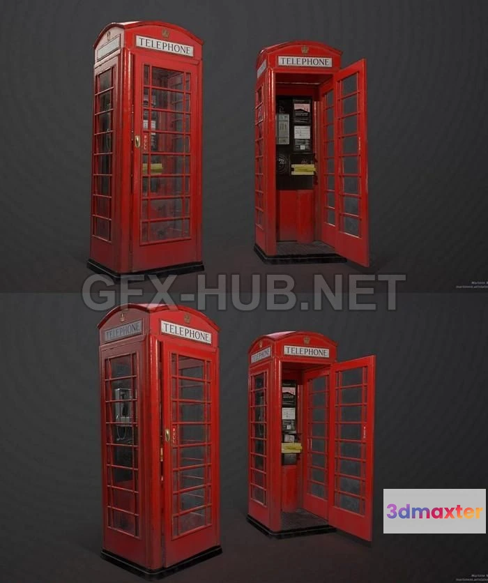 1183074 - PBR Game 3D Model - British K6 telephone box