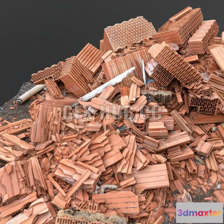 1183078 - PBR Game 3D Model - Broken thermo bricks