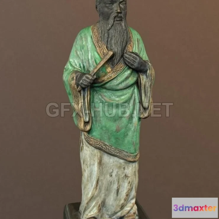 1183082 - PBR Game 3D Model - Bronze Chinese Statue