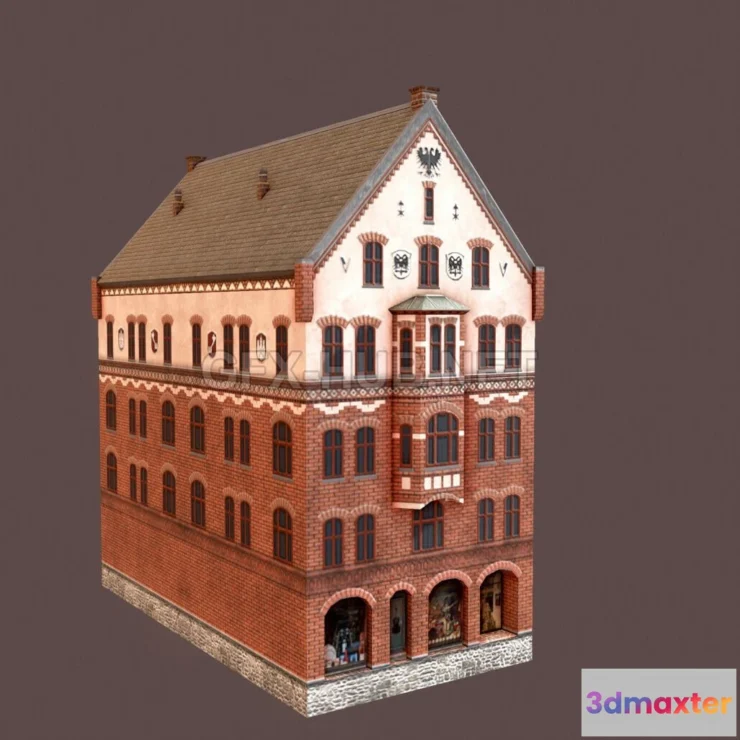 1183098 - PBR Game 3D Model - Bryggen buildings