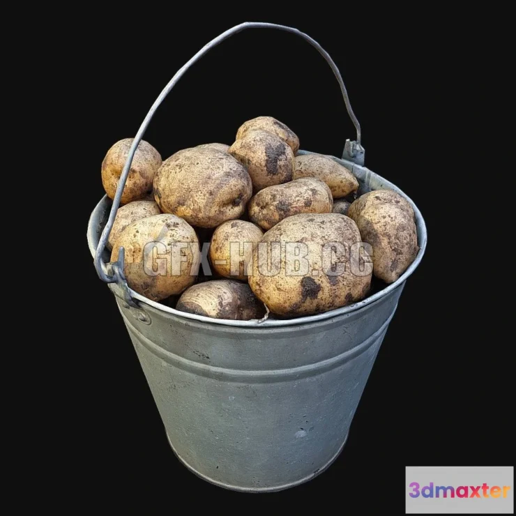 1183108 - PBR Game 3D Model - Bucket Of Potatoes