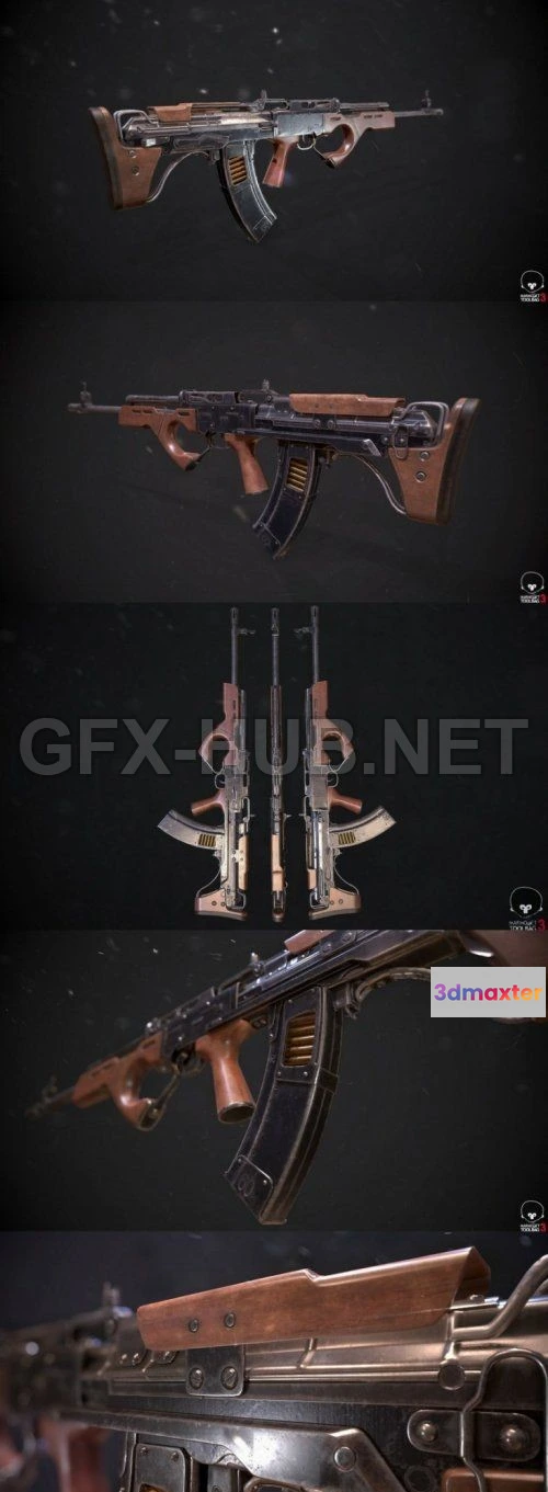 1183124 - PBR Game 3D Model - Bull Dog Gun