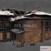 1183136 - PBR Game 3D Model - Burned wooden building for reconstruction