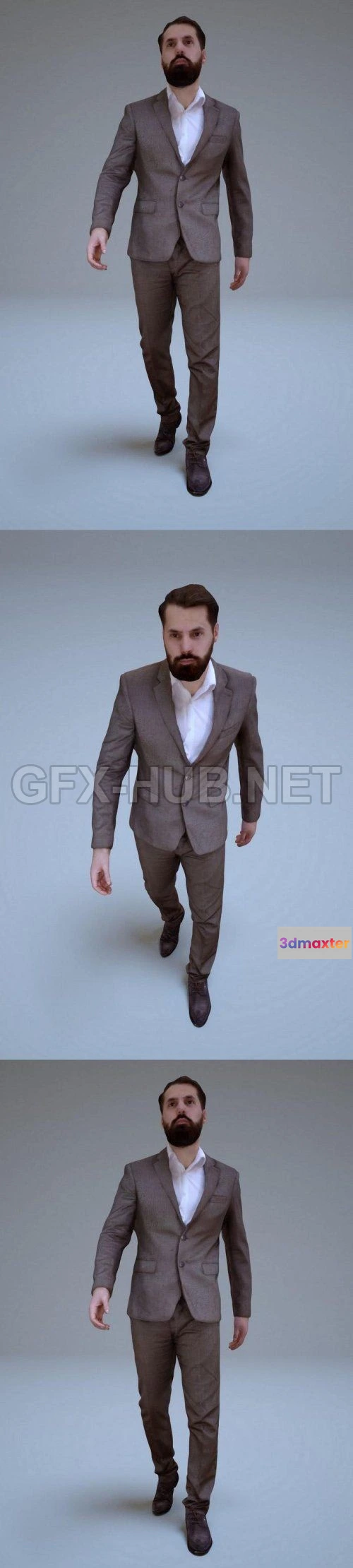 1183142 - PBR Game 3D Model - Business Human Walking #2 Low-poly