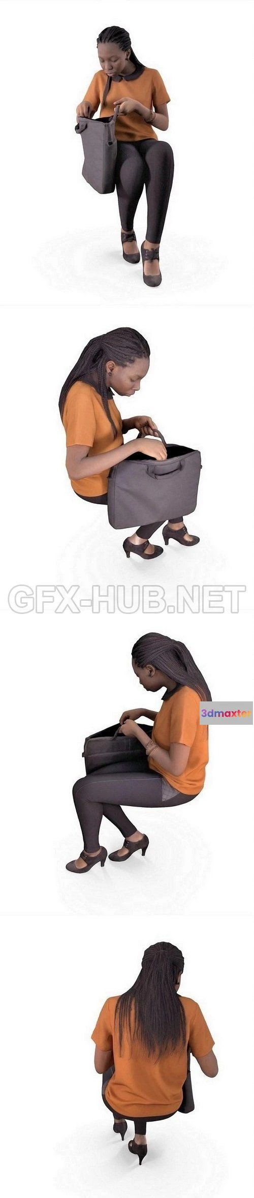 1183150 - PBR Game 3D Model - Business Woman Sitting Low-poly