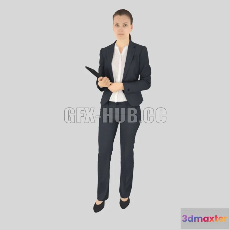 1183160 - PBR Game 3D Model - Business Woman Standing