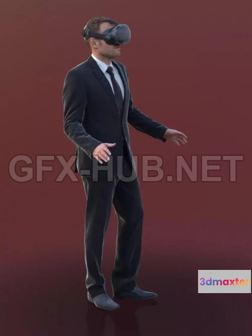 1183168 - PBR Game 3D Model - Businessman Using VR Headset Scanned