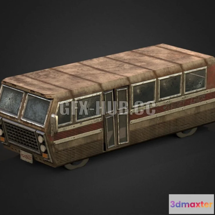 1183174 - PBR Game 3D Model - Busted Bus