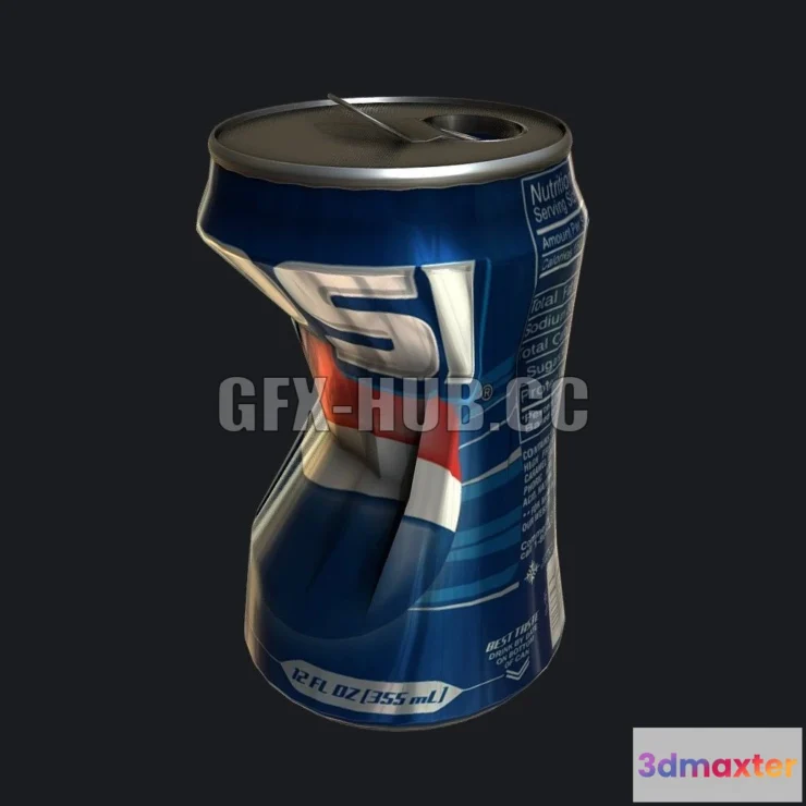 1183176 - PBR Game 3D Model - Busted Pepsi Can