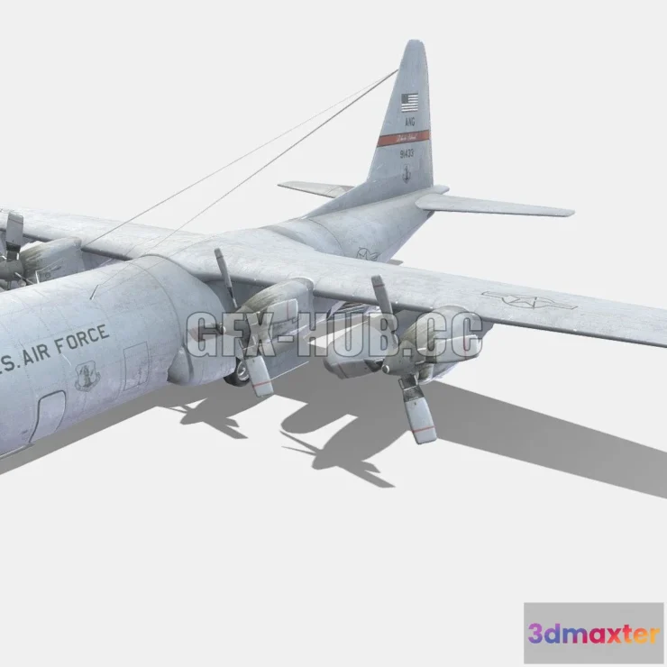 1183186 - PBR Game 3D Model - C-130 Military Cargo Plane