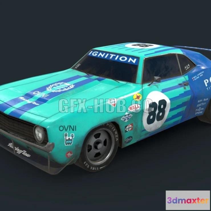1183210 - PBR Game 3D Model - Camaro drift racing lowpoly version