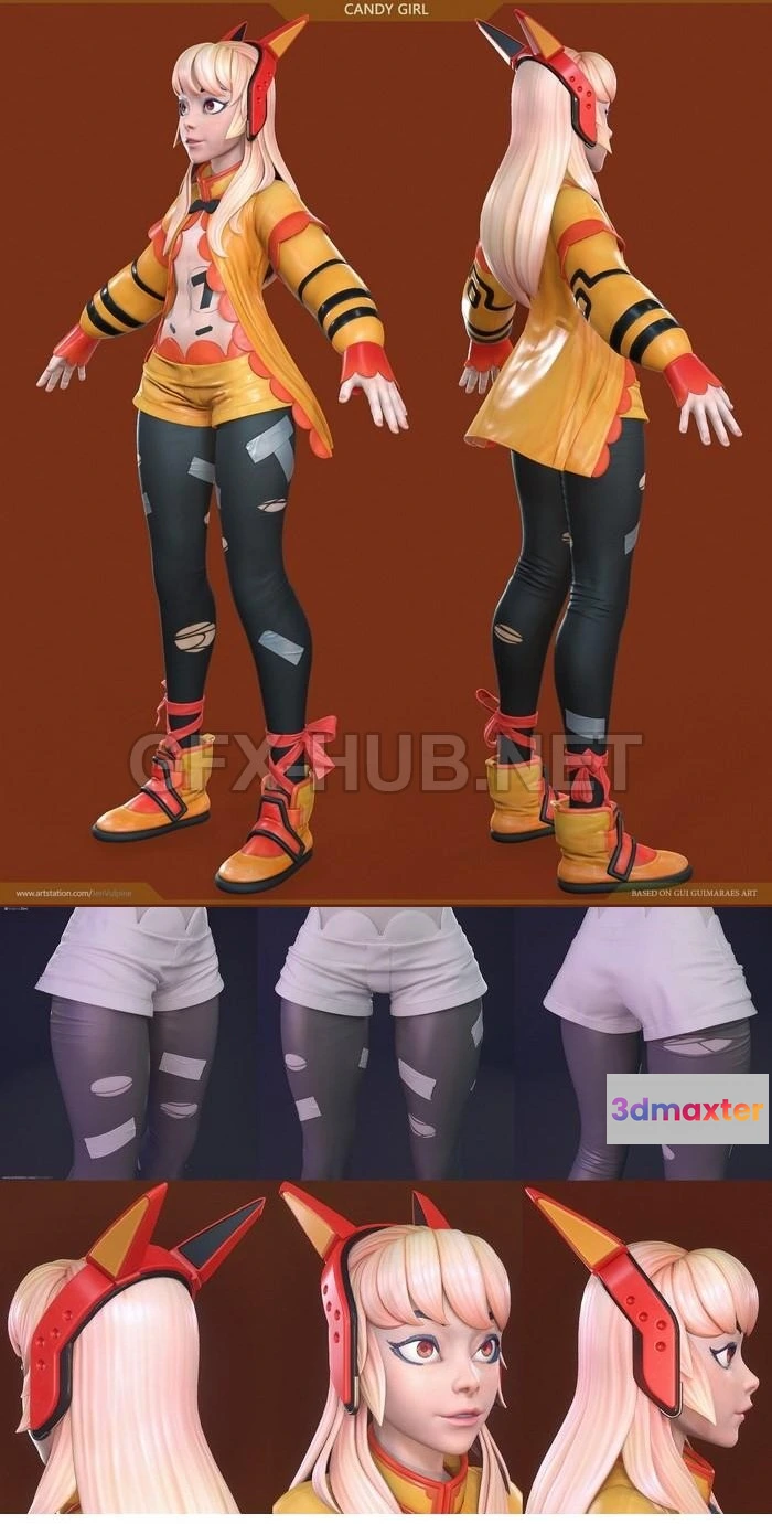 1183222 - PBR Game 3D Model - Candy Girl 1