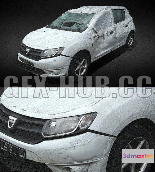 1183266 - PBR Game 3D Model - Car wreck destroyed photogrammetry