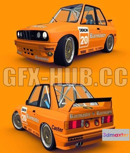 1183314 - PBR Game 3D Model - Cartoon Touring Car