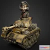 1183318 - PBR Game 3D Model - Cartoon WW2 Tank and Tank commander