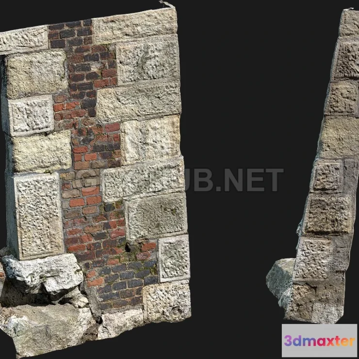 1183344 - PBR Game 3D Model - Castle Wall 2 Megascan 4k 3D Asset