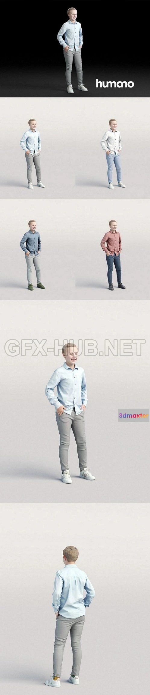 1183354 - PBR Game 3D Model - Casual child boy standing and talking