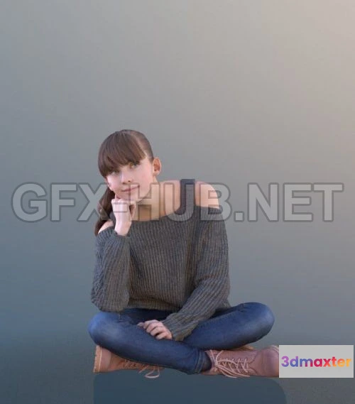 1183362 - PBR Game 3D Model - Casual girl Lisa Sitting