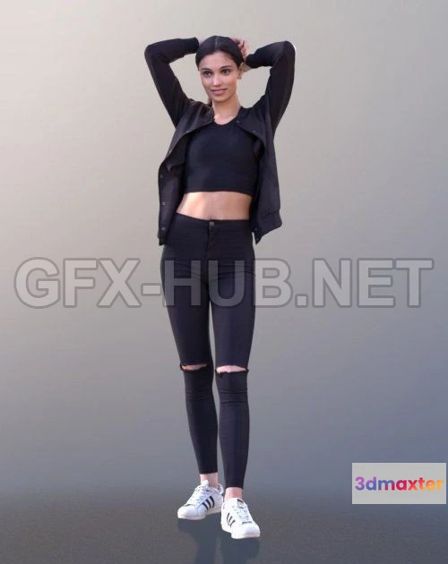 1183370 - PBR Game 3D Model - Casual Girl Standing 02 Scanned