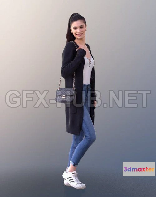 1183372 - PBR Game 3D Model - Casual Girl Standing Scanned