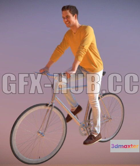 1183398 - PBR Game 3D Model - Casual Man Virtue Riding a Bike