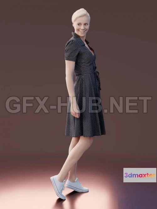 1183416 - PBR Game 3D Model - Casual Woman Standing scanned